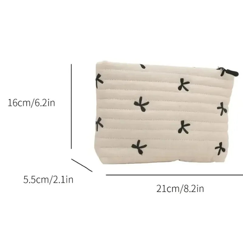 Large Capacity Cosmetic Bag-Embroidery Bow Wash